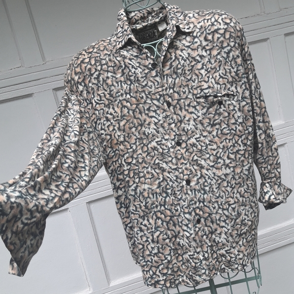 Vintage Shirt Wild Print Fabric Rayon Shoulder Pad - Picture 15 of 16